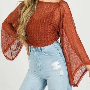 Joyfolie Alivia Bodysuit in Terracotta - Size XS